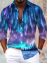 Royaura Vintage Gradient Meteor Shower Art Men's Satin Button-Down Long Sleeve Shirt Big & Tall