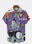 Royaura® Christmas Geometric Jazz Print Button Pocket Short Sleeve Shirt Big & Tall