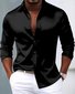 Royaura® Basic Satin Satin Silk Printed Men's Button Pocket Long Sleeve Shirt Big & Tall