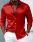 Royaura® Basic Satin Satin Silk Printed Men's Button Pocket Long Sleeve Shirt Big & Tall