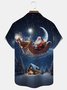 Royaura® Christmas Santa Claus Print Men's Button Pocket Short Sleeve Shirt Big & Tall