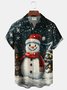 Royaura® Christmas Snowman Print Men's Button Pocket Short Sleeve Shirt Big & Tall