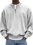 Royaura® Basic Men's Casual Fashion Stand Collar Half Zip Striped Sweatshirt