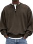 Royaura® Basic Men's Casual Fashion Stand Collar Half Zip Striped Sweatshirt