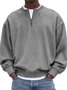 Royaura® Basic Men's Casual Fashion Stand Collar Half Zip Striped Sweatshirt