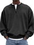 Royaura® Basic Men's Casual Fashion Stand Collar Half Zip Striped Sweatshirt