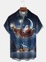 Royaura® Christmas Santa Claus Print Men's Button Pocket Short Sleeve Shirt Big & Tall