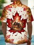 Royaura® Thanksgiving Maple Leaf Print Men's Button Pocket Short Sleeve Shirt Big & Tall