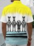 Royaura® Men's Retro Zebra Print Button Pocket Short Sleeve Shirt Big & Tall