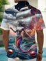 Royaura® Men's Retro Gradient Nautical Mermaid Print Button Pocket Short Sleeve Shirt Big & Tall