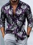 Royaura® Retro Baroque Palace Style Print Men's Button Pocket Long Sleeve Shirt Big & Tall