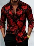 Royaura® Retro Baroque Palace Style Print Men's Button Pocket Long Sleeve Shirt Big & Tall