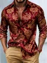 Royaura® Retro Baroque Palace Style Print Men's Button Pocket Long Sleeve Shirt Big & Tall