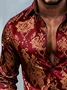 Royaura® Retro Baroque Palace Style Print Men's Button Pocket Long Sleeve Shirt Big & Tall