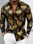 Royaura® Retro Baroque Palace Style Print Men's Button Pocket Long Sleeve Shirt Big & Tall