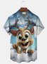 Royaura® Christmas Fun Elk Print Men's Button Pocket Short Sleeve Shirt Big & Tall