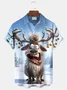 Royaura® Christmas Funny Elk Cartoon Print Casual Stylish Hawaiian Shirt Summer Shirts Pocket Short Sleeve Shirt Big Tall