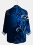 Royaura® Vintage Gradient Print Men's Button-Down Satin Long Sleeve Shirt Big & Tall