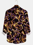 Royaura Vintage Gradient Abstract Floral Art Men's Satin Button-Down Long Sleeve Shirt Big & Tall
