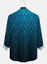 Royaura® Vintage Ethnic Patterns Print Fashion Men's Button Bagless Silk Like Satin Long Sleeve Shirt Big Tall