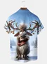 Royaura® Christmas Funny Elk Cartoon Print Casual Stylish Hawaiian Shirt Summer Shirts Pocket Short Sleeve Shirt Big Tall