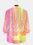 Royaura Vintage Gradient Abstract Art Men's Satin Button-Down Long Sleeve Shirt Big & Tall