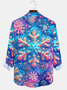 Royaura Vintage Gradient 3D Snowflake Art Men's Satin Button-Down Long Sleeve Shirt Big & Tall