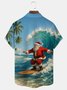 Royaura® Christmas Santa Surf Print Men's Button Pocket Short Sleeve Hawaiian Shirt Big & Tall