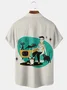 Royaura® Retro 1950s Mid-century Atomic Age Geometric Man Pet Life Graphic Print Men's Button Pocket Short Sleeve Shirt Big & Tall