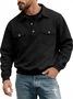 Royaura® Basic Men's Casual Fashion Double Pocket Tough Workwear Motorcycle Button Sweatshirt