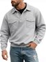 Royaura® Basic Men's Casual Fashion Double Pocket Tough Workwear Motorcycle Button Sweatshirt