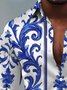 Royaura® Baroque Palace Print Men's Button Pocket Satin Long-Sleeve Dress Shirt Big & Tall