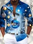 Royaura® Holiday Christmas Decoration Ball Art Print Men's Satin Button-Down Long Sleeve Shirt Big & Tall