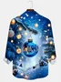 Royaura® Holiday Christmas Decoration Ball Art Print Men's Satin Button-Down Long Sleeve Shirt Big & Tall