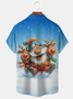 Royaura® Holiday Christmas Funny Santa Reindeer Art Print Men's Button Pocket Short Sleeve Shirt Big & Tall