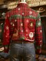 Royaura®Christmas Santa Claus and Elk Print Men's Lapel Button-Down Long Sleeve Shirt Big & Tall