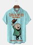 Royaura® Funny Animated Slogan Print Men's Button Pocket Short Sleeve Shirt Big & Tall