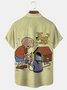 Royaura® Funny Cartoon Character Print Men's Button Pocket Short Sleeve Shirt Big & Tall