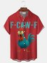 Royaura® Men's Retro Funny Rooster Print Button Pocket Short Sleeve Shirt Big & Tall