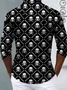 Royaura® Vintage Skull Print Men's Fashion Satin Button Long Sleeve Shirt Big & Tall