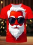 Royaura® Fun Christmas Old Man Sunglasses Print Men's Round Neck Short Sleeve Big & Tall