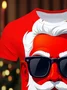 Royaura® Fun Christmas Old Man Sunglasses Print Men's Round Neck Short Sleeve Big & Tall