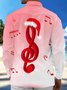 Royaura® Vintage Christmas Music Note Gradient Print Men's Button Pocket Long Sleeve Shirt Big & Tall