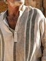 Royaura® Cotton Linen Striped Chest Pocket Long Sleeve Shirt