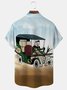 Royaura® Retro Cartoon Car Print Men's Button Pocket Short Sleeve Shirt Big & Tall