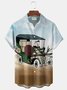 Royaura® Retro Cartoon Car Print Men's Button Pocket Short Sleeve Shirt Big & Tall