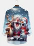 Royaura® Christmas Fun Cartoon Printed Casual Fashion Men's Button Pocket Long Sleeve Shirt Big Tall