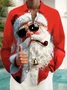 Royaura® Christmas Santa Print Men's Button Pocket Long Sleeve Shirt Big & Tall