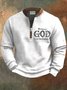 Royaura® Christmas Cross Letter Faith Men's Zipper Long-Sleeve Sweatshirt Big & Tall
