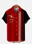 Royaura® Retro Christmas Bowling Striped Print Men's Button Pocket Short-Sleeve Shirt Big & Tall